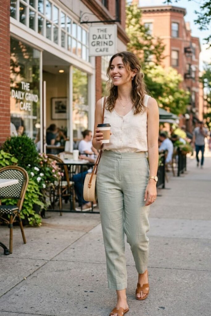 10. Sleeveless Blouse With Cropped Trousers