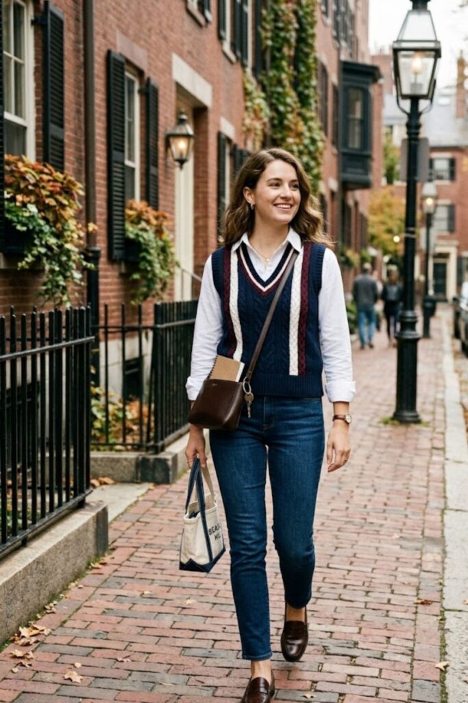 10. Sweater Vest With Button-Down Shirt