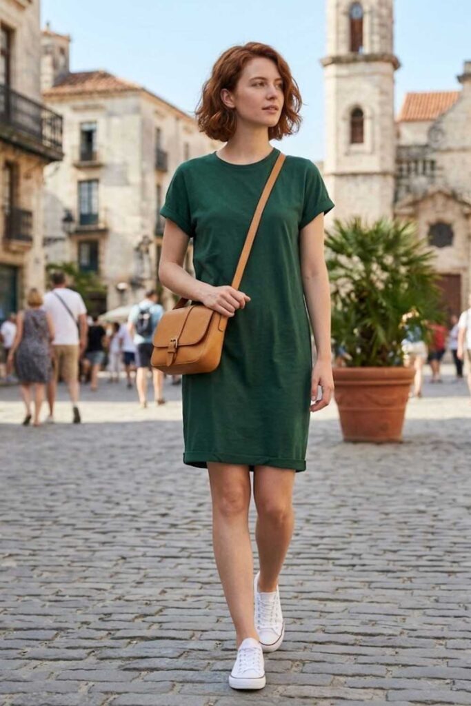 10. T-Shirt Dress with Sneakers