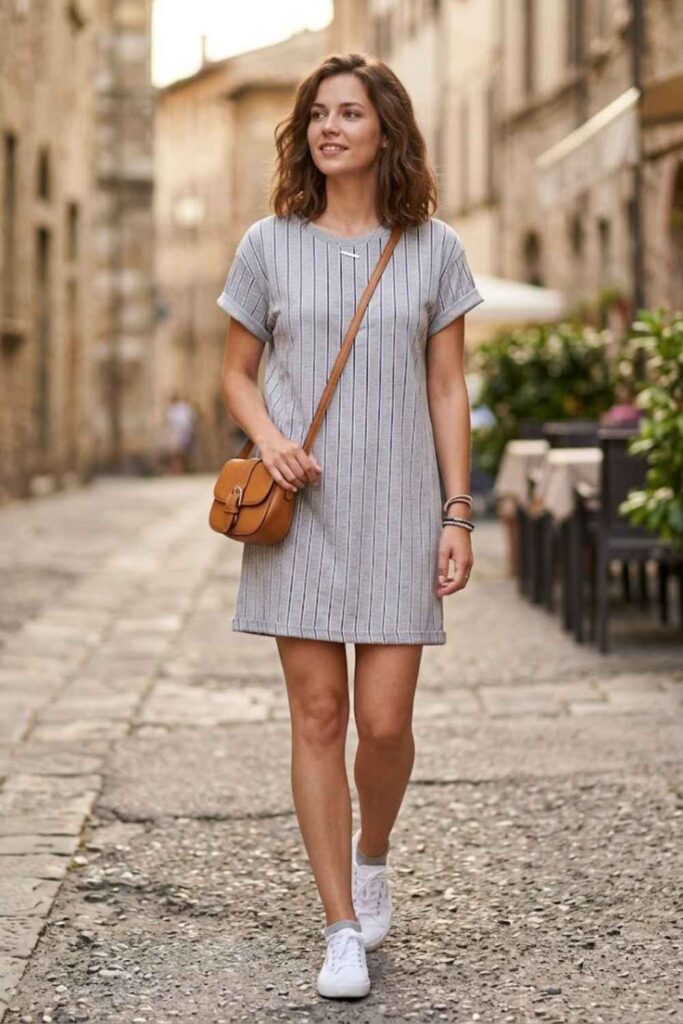 10. T-Shirt Dress with Sneakers