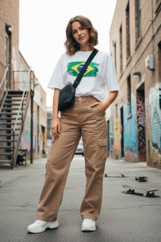 10. T-Shirt With Cargo Pants