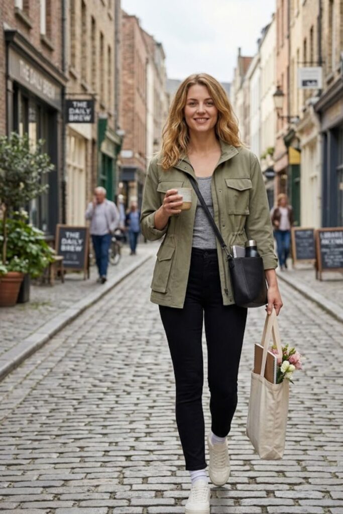 10. Utility Jacket with Skinny Jeans