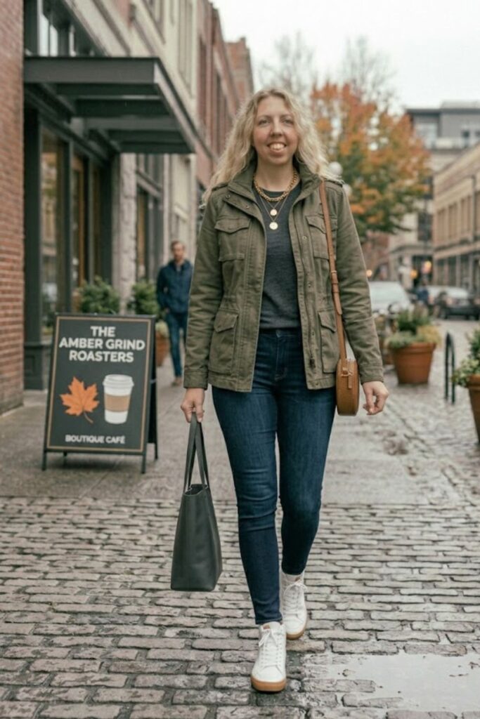 10. Utility Jacket with Skinny Jeans