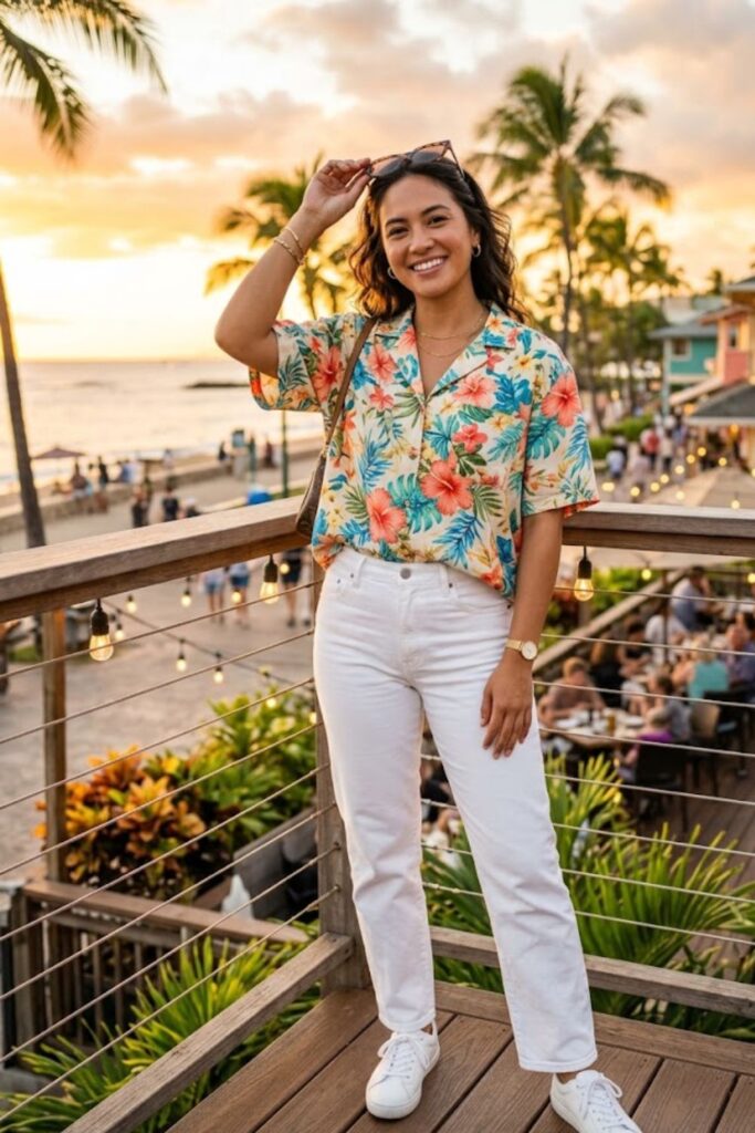 11. Aloha Shirt with White Jeans