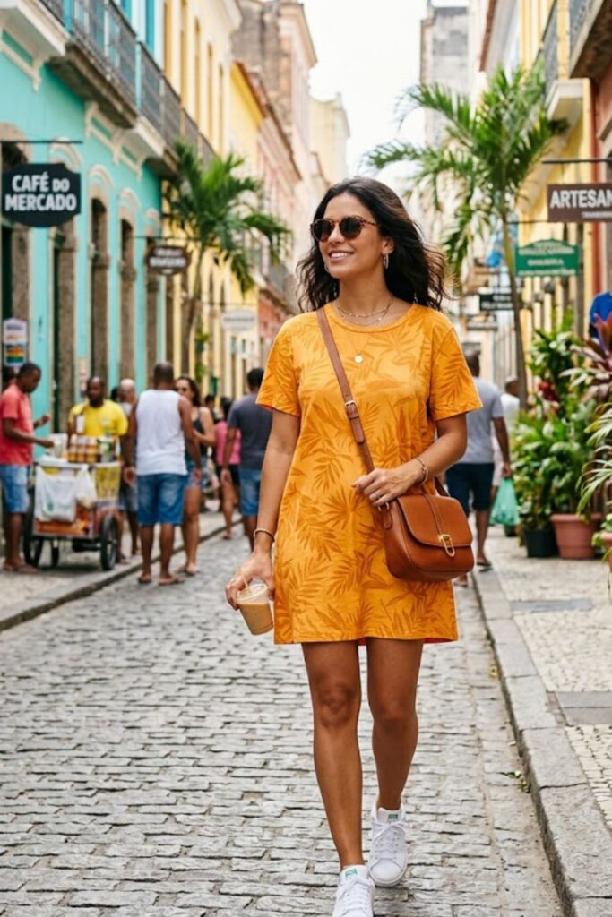 11. Casual T-Shirt Dress With Sneakers
