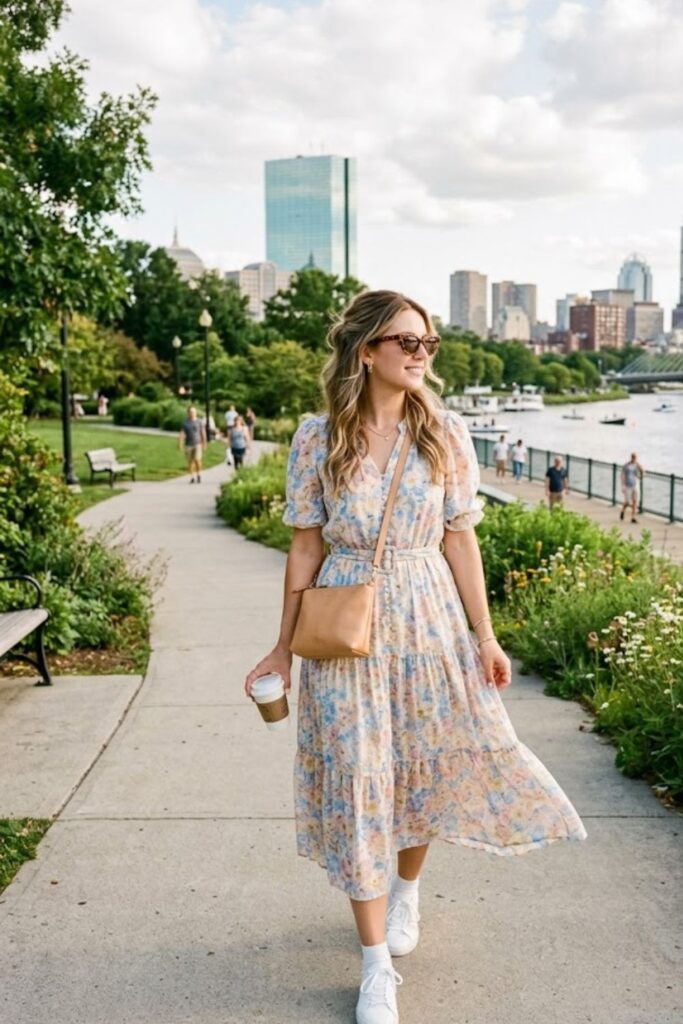 11. Flowy Dress With Sneakers