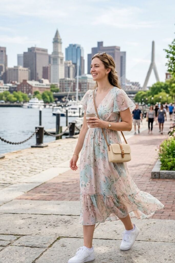 11. Flowy Dress With Sneakers