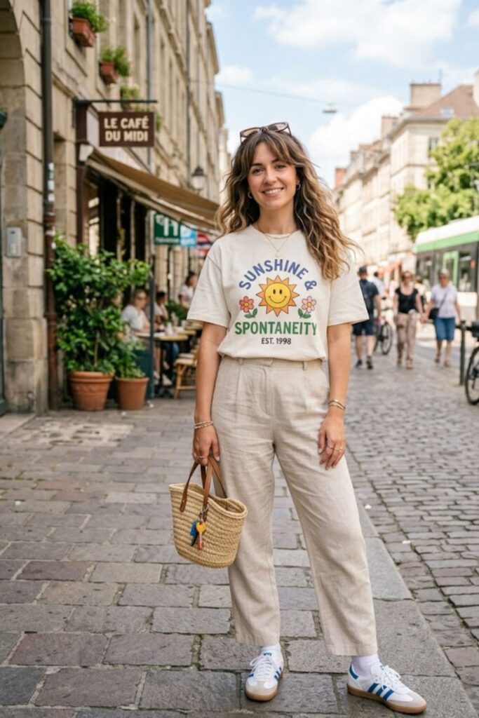 11. Graphic Tee With Linen Pants