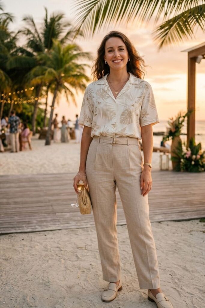 11. Hawaiian Shirt with Linen Suit Pants