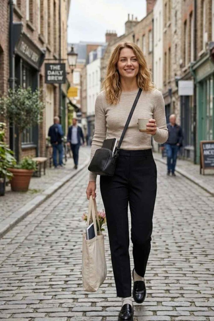 11. Knit Top with Tailored Pants