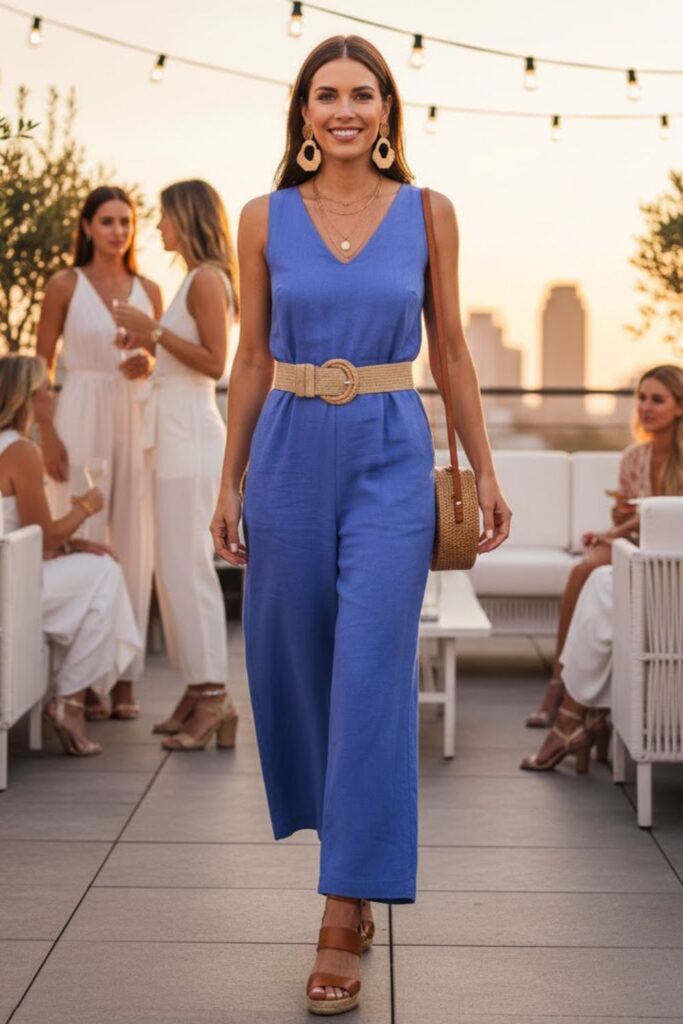 11. Linen Jumpsuit with Statement Belt