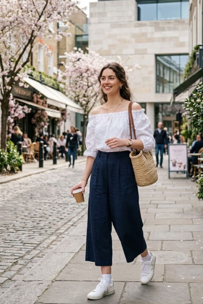 11. Off-Shoulder Top With Culottes