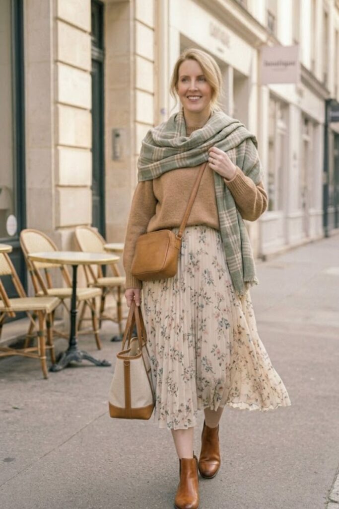11. Oversized Sweater with Midi Skirt