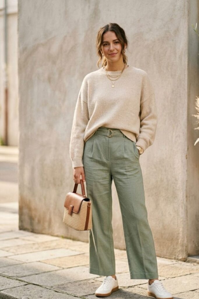 11. Oversized Sweater with Tailored Trousers