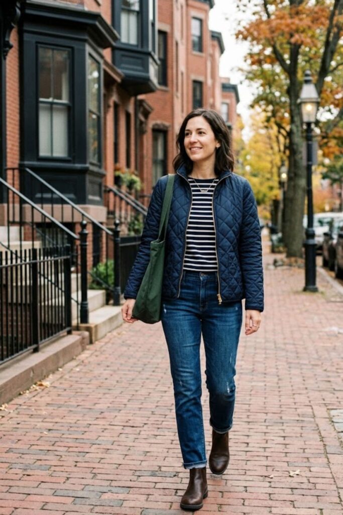 11. Quilted Jacket With Striped Top