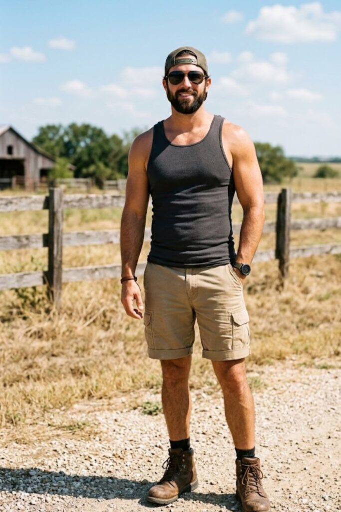 11. Tank Top With Shorts and Boots