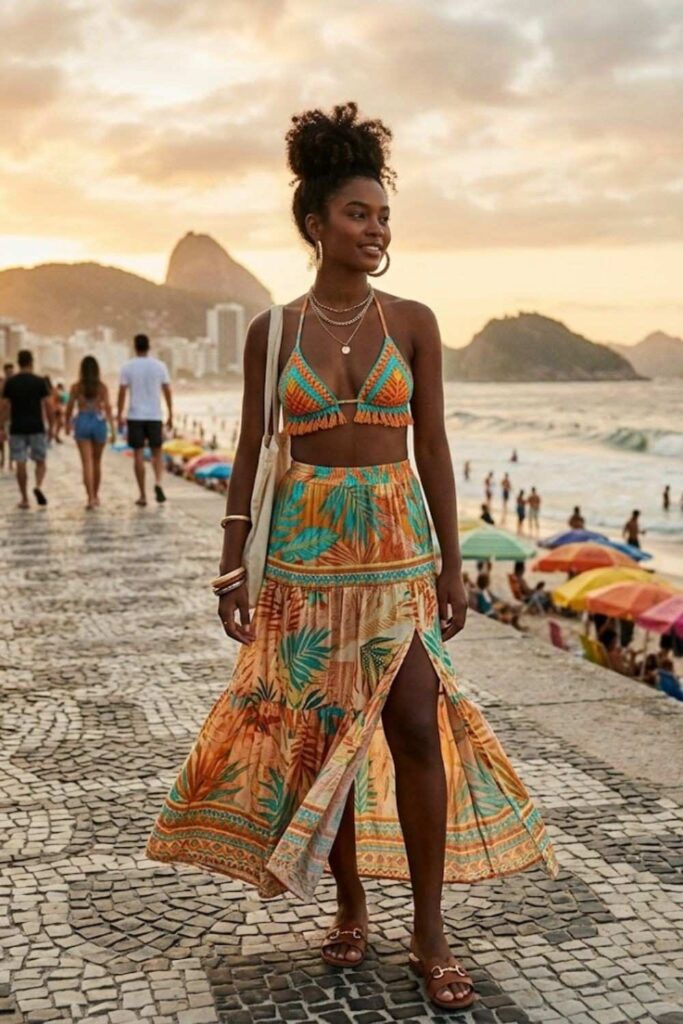 12. Bikini Top With Maxi Skirt