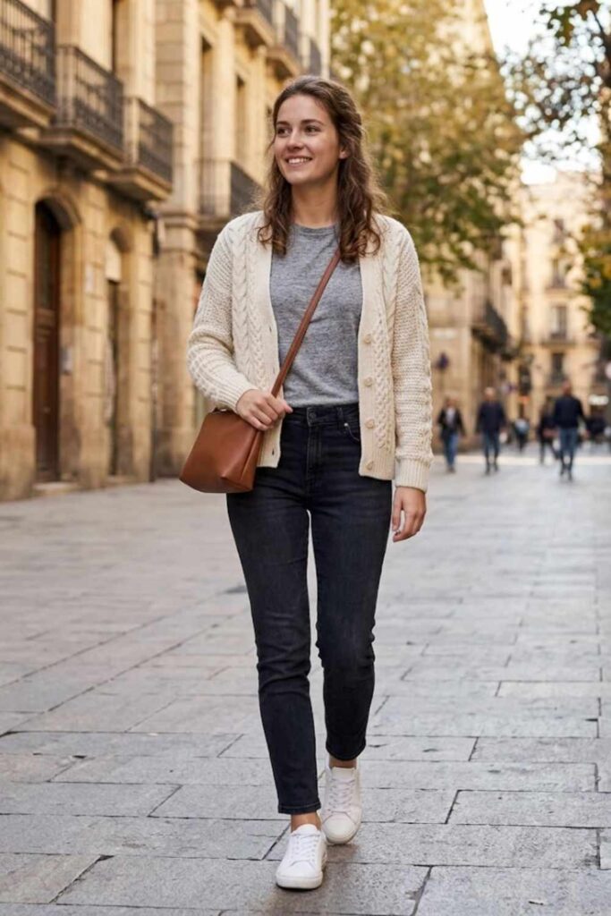 12. Cardigan with Jeans and Tee