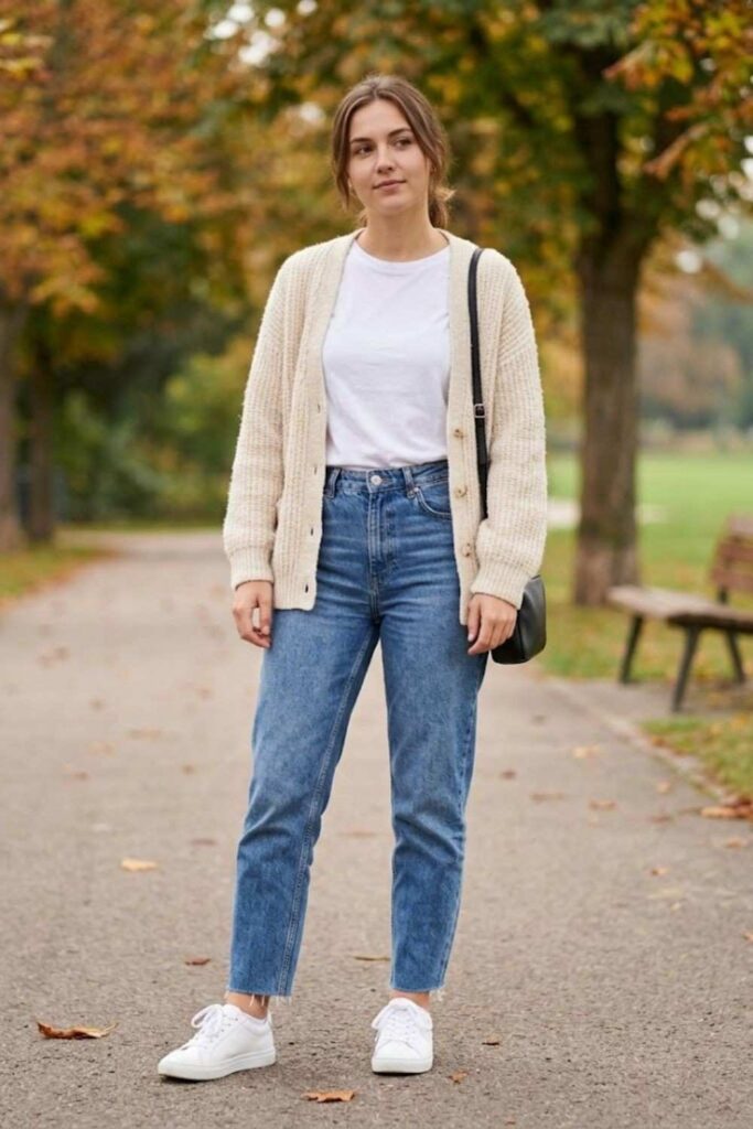 12. Cardigan with Jeans and Tee