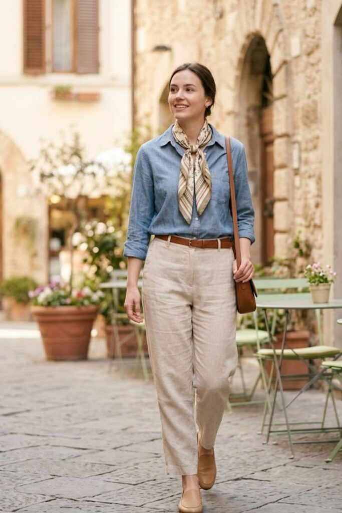 12. Chambray Shirt with Linen Pants