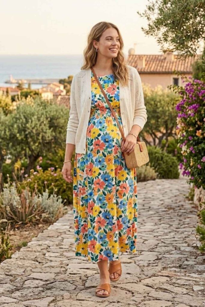 12. Lightweight Cardigan with Maxi Dress