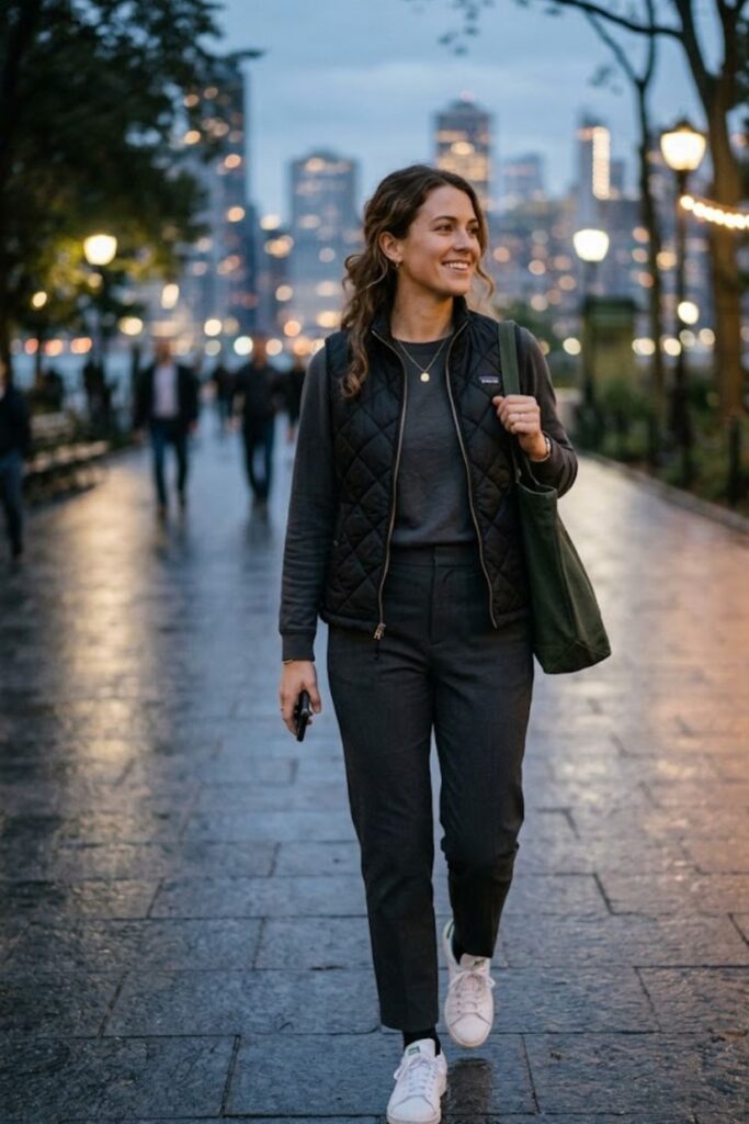 12. Quilted Vest Over Shirt