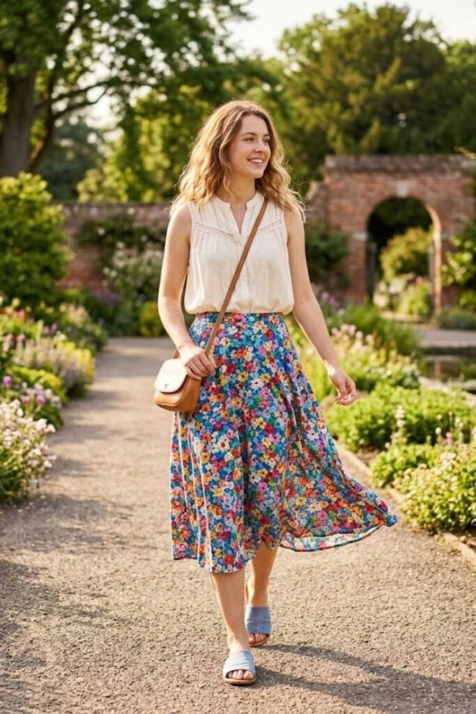 12. Sleeveless Blouse With Midi Skirt