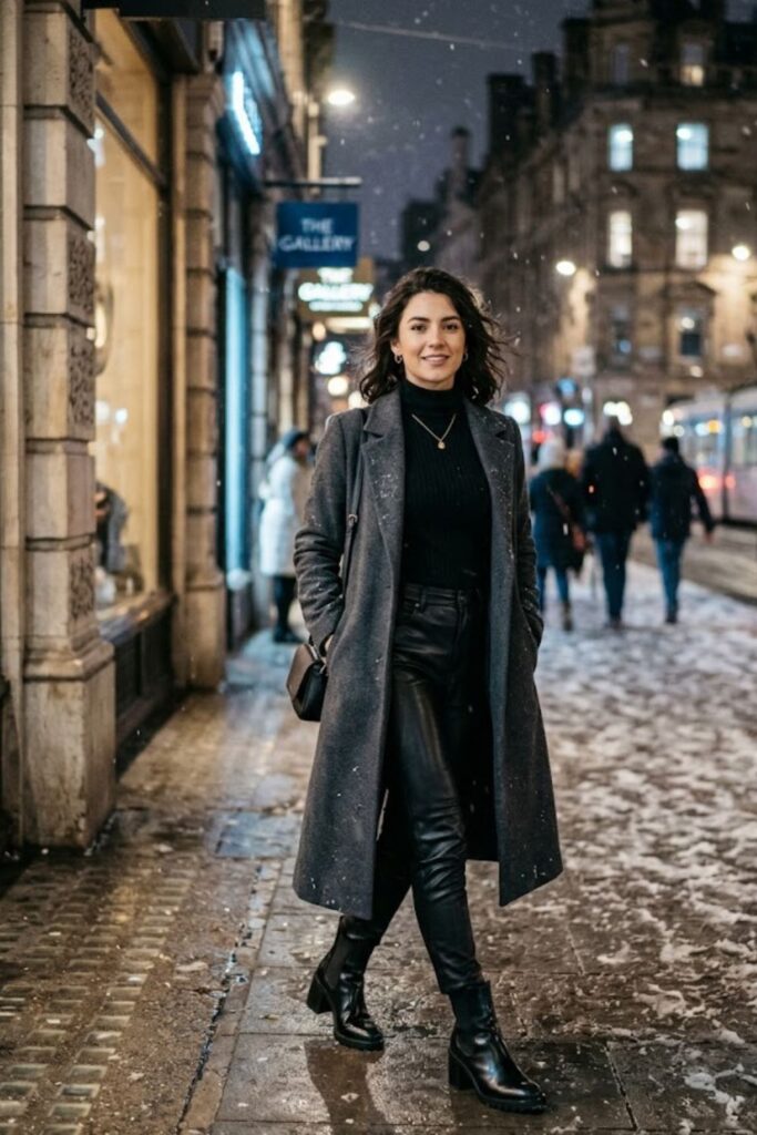 12. Turtleneck With Leather Pants