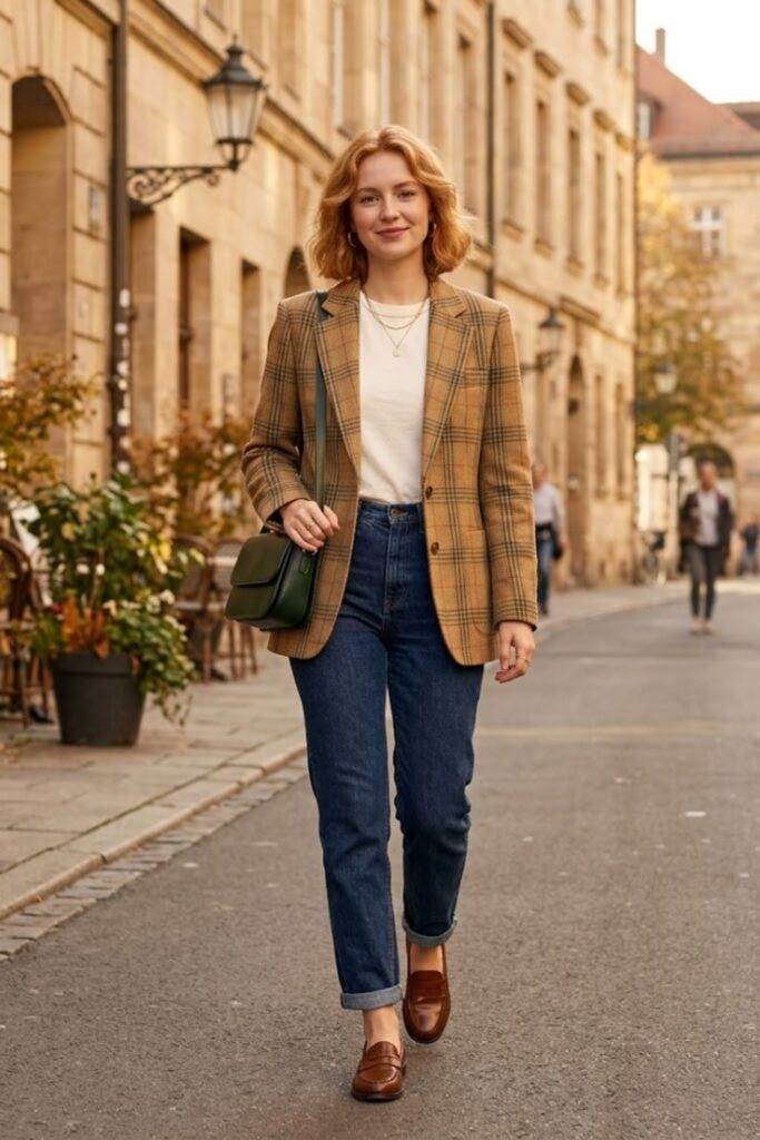 13. Blazer with Basic Tee and Jeans