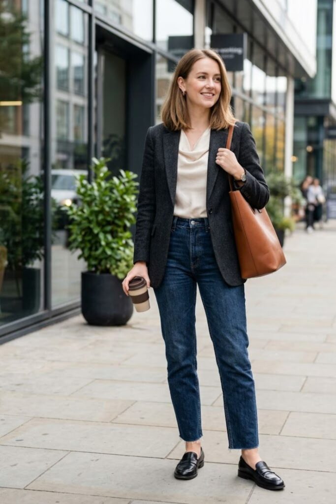 13. Blazer with Jeans and Blouse