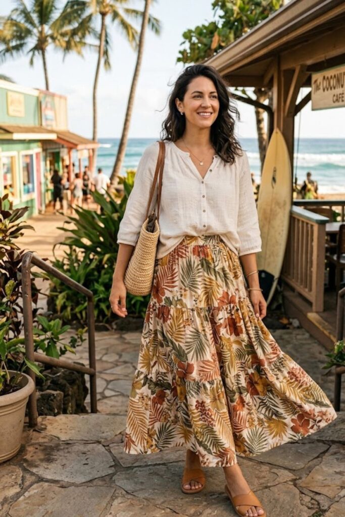 13. Boho Maxi Skirt Outfit