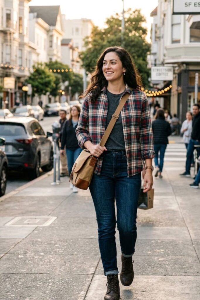 13. Flannel Shirt With Dark Denim