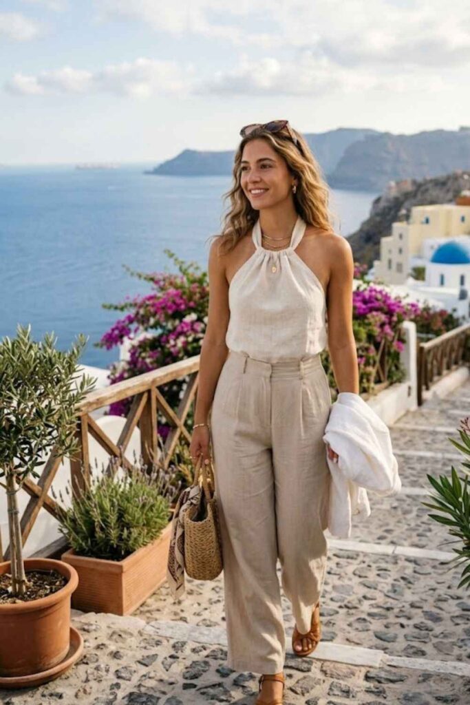 13. Halter Top with Linen Pants