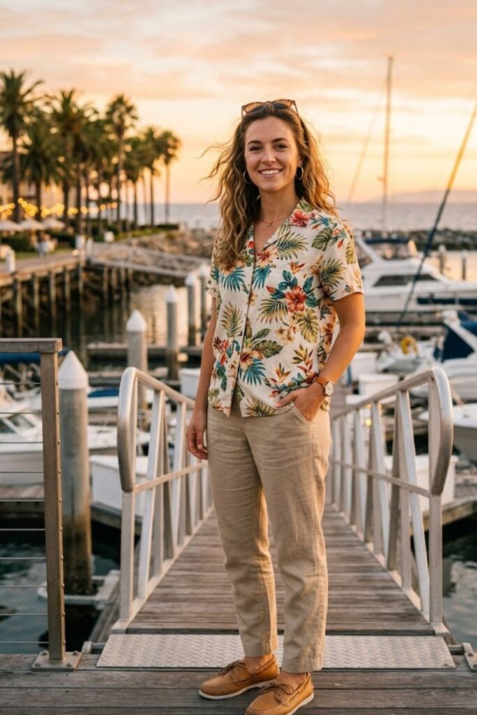 13. Hawaiian Shirt with Boat Shoes