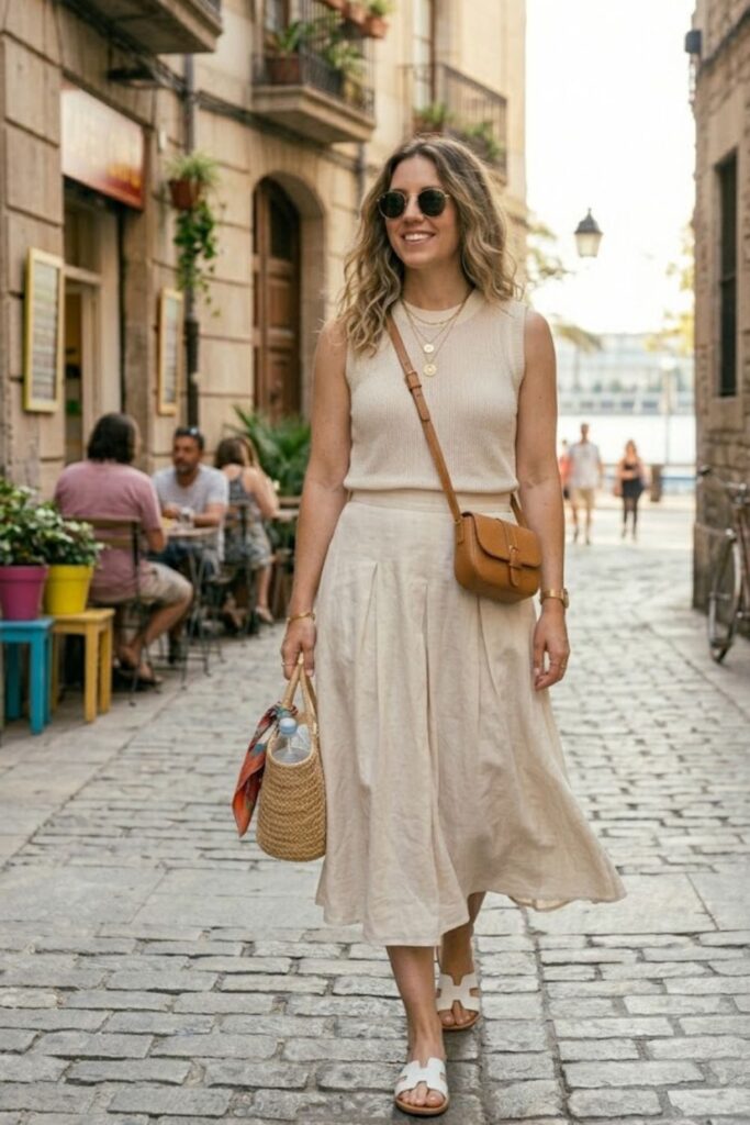 13. Knit Top with Flowing Skirt