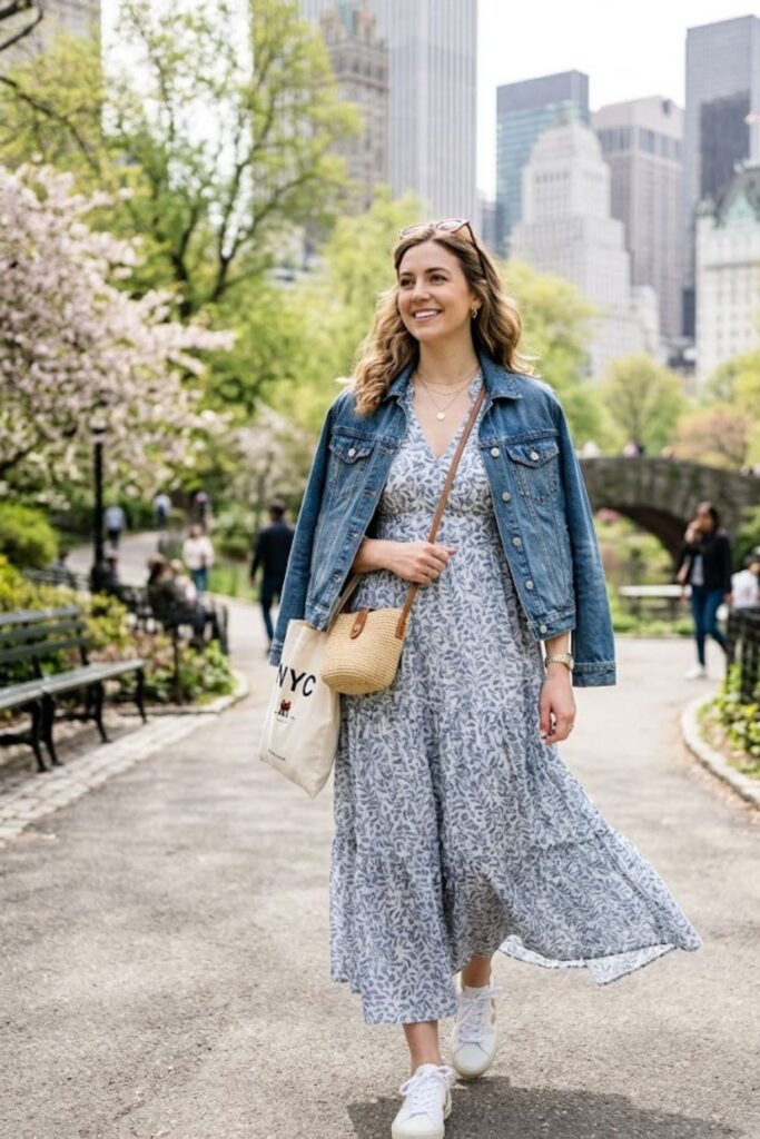 13. Maxi Dress with White Sneakers