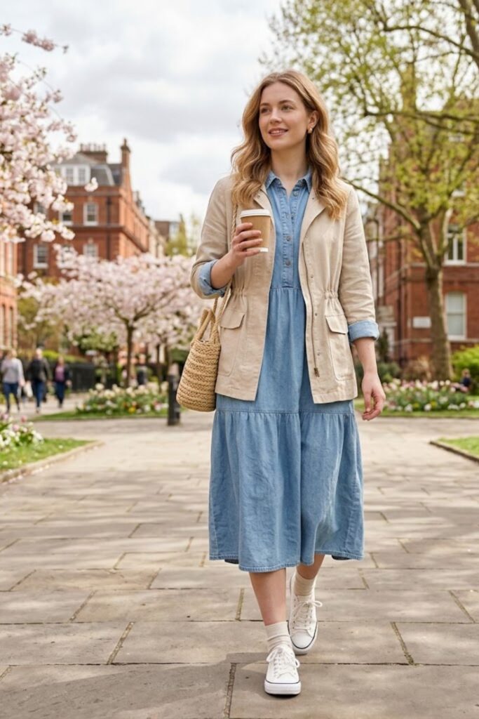 13. Midi Dress with Lightweight Jacket