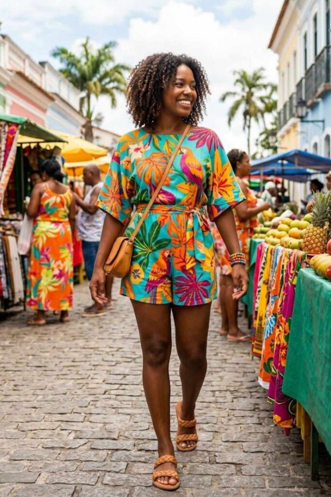 13. Romper With Flat Sandals
