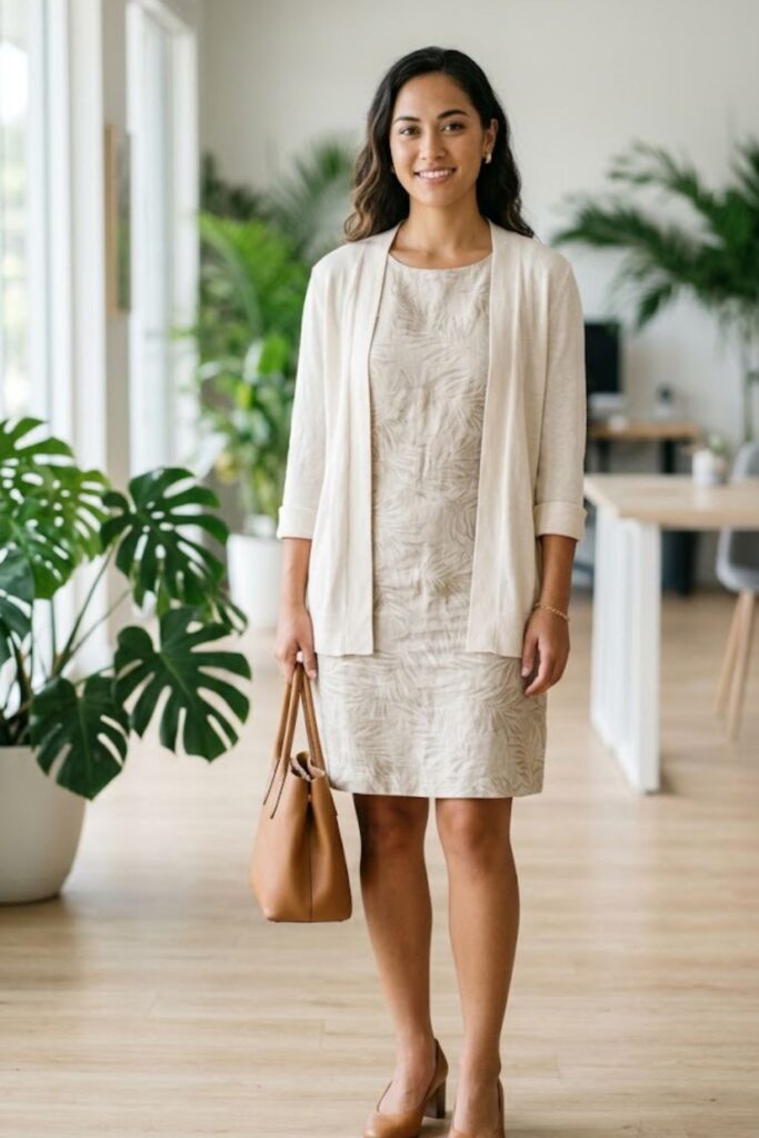 13. Sleeveless Shift Dress With Cardigan