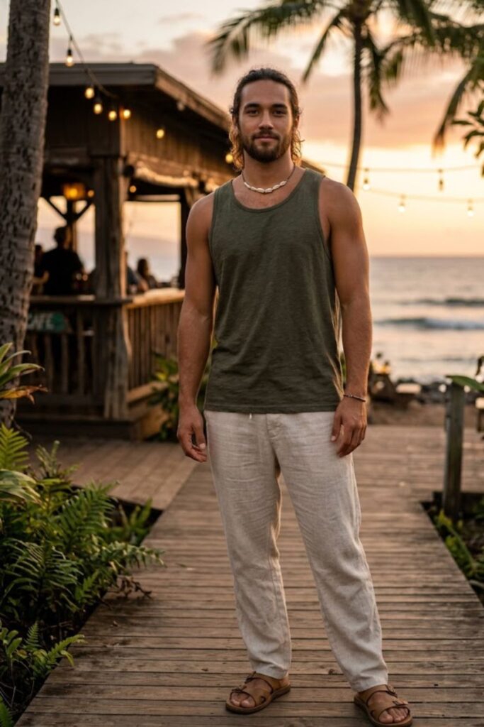 13. Sleeveless Tank with Linen Pants