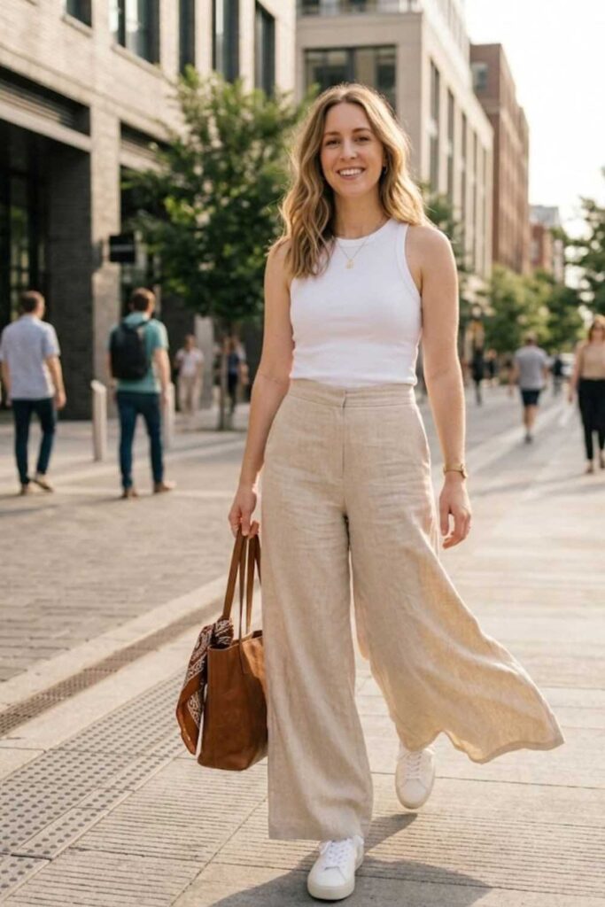 13. Tank Top with Wide-Leg Pants