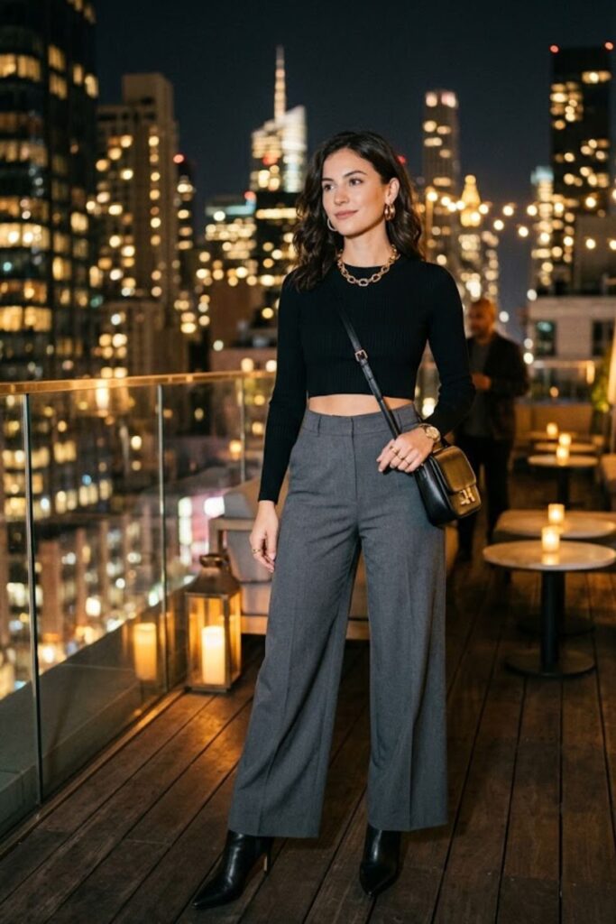 13. Wide-Leg Pants With Crop Top