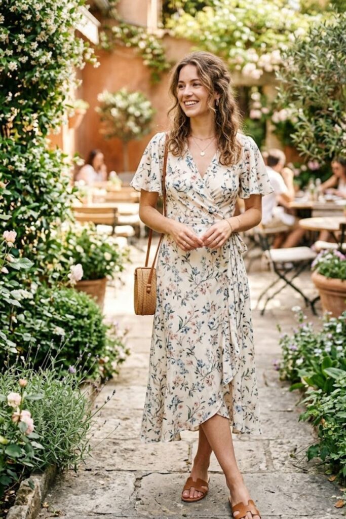 13. Wrap Dress With Sandals