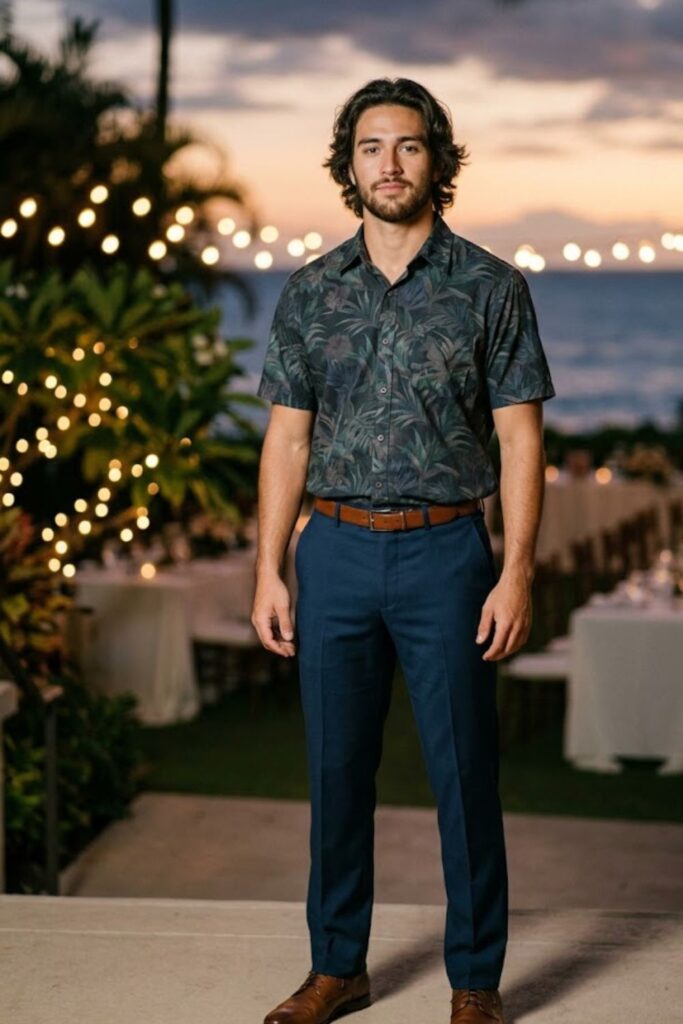 14. Aloha Shirt with Dress Slacks