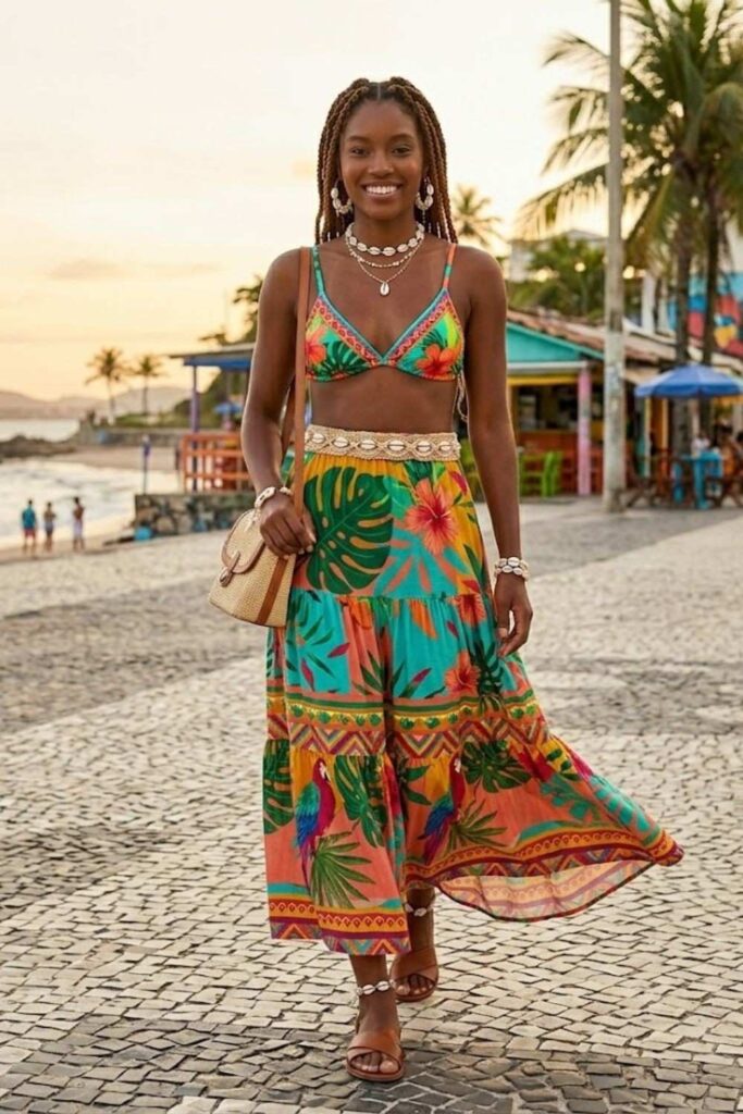 14. Bikini Top With Flowing Skirt