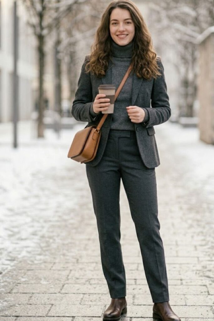 14. Blazer Layered Over Sweater