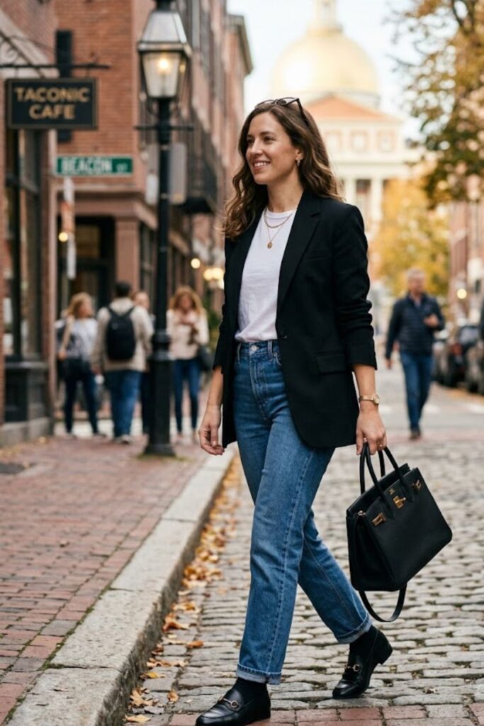 14. Blazer With White Tee and Jeans