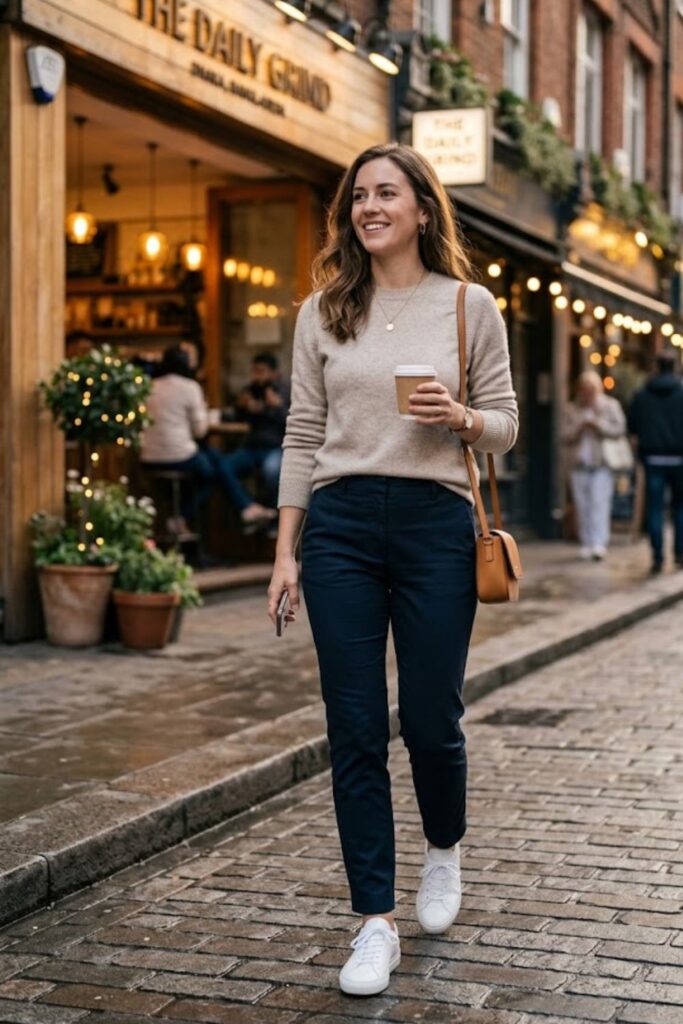 14. Crewneck Sweater with Slim Trousers