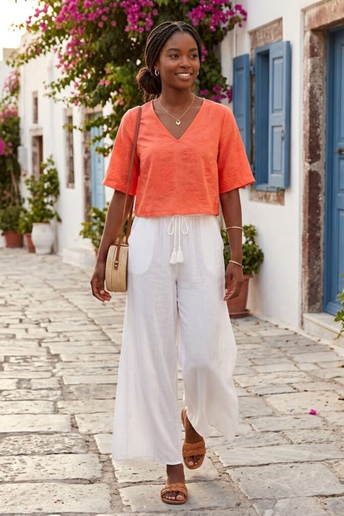 14. Cropped Blouse With Wide-Leg Pants