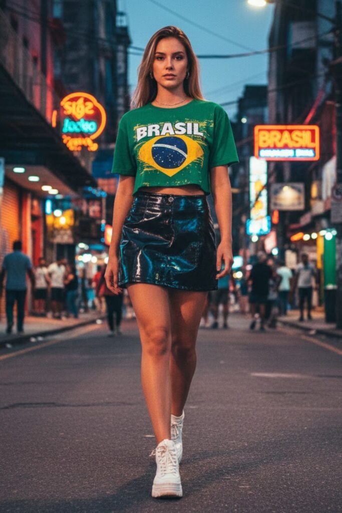 14. Cropped Graphic T-Shirt With Mini Skirt
